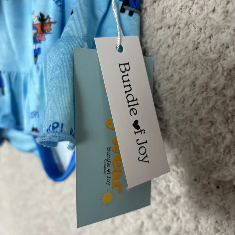 Bundle of Joy Skirted Bodysuit Girls 18-24M Blue Bamboo Blend Pull Over Snap Clo